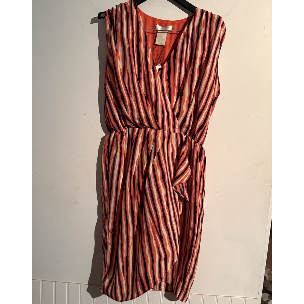 Mm Couture Womans Medium Pink/Orange Striped Dress Tropicalโ Coastal Cruise